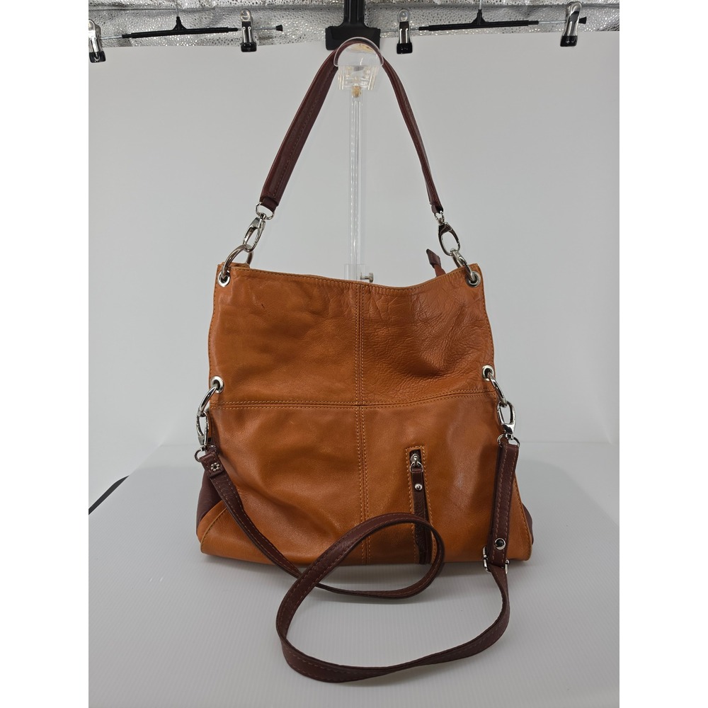 Borse in Pelle Italian Leather Hobo Bag Two Tone Tan Brown Made in Italy